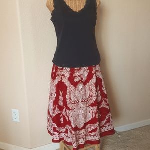 Red and White Cotton Skirt